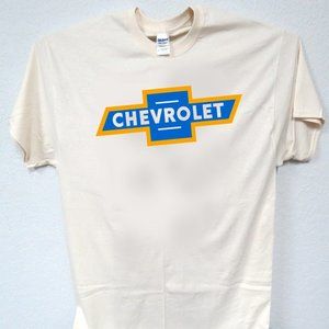 CHEVROLET CAR LOGO, COOL MENS IVORY TEE T-119